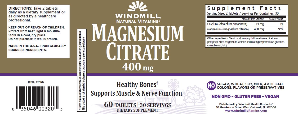 Citrato de Magnesio 400mg | 60 tabletas – Windmill
