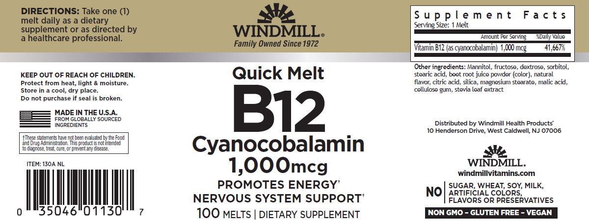 Vitamina B12 1000 mcg | 100 Tabletas – Windmill