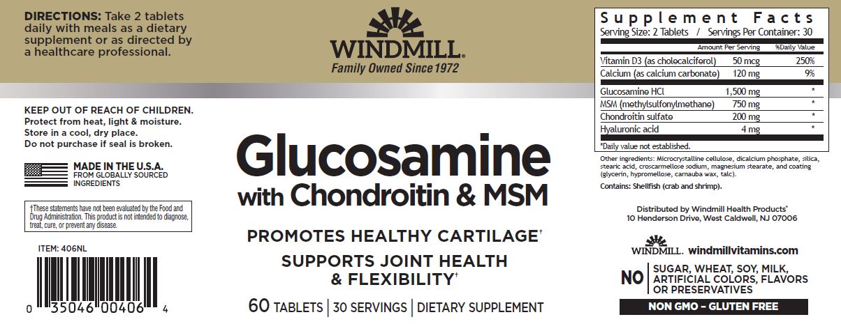 Glucosamina con condroitina y MSM | 60 Tabletas – Windmill