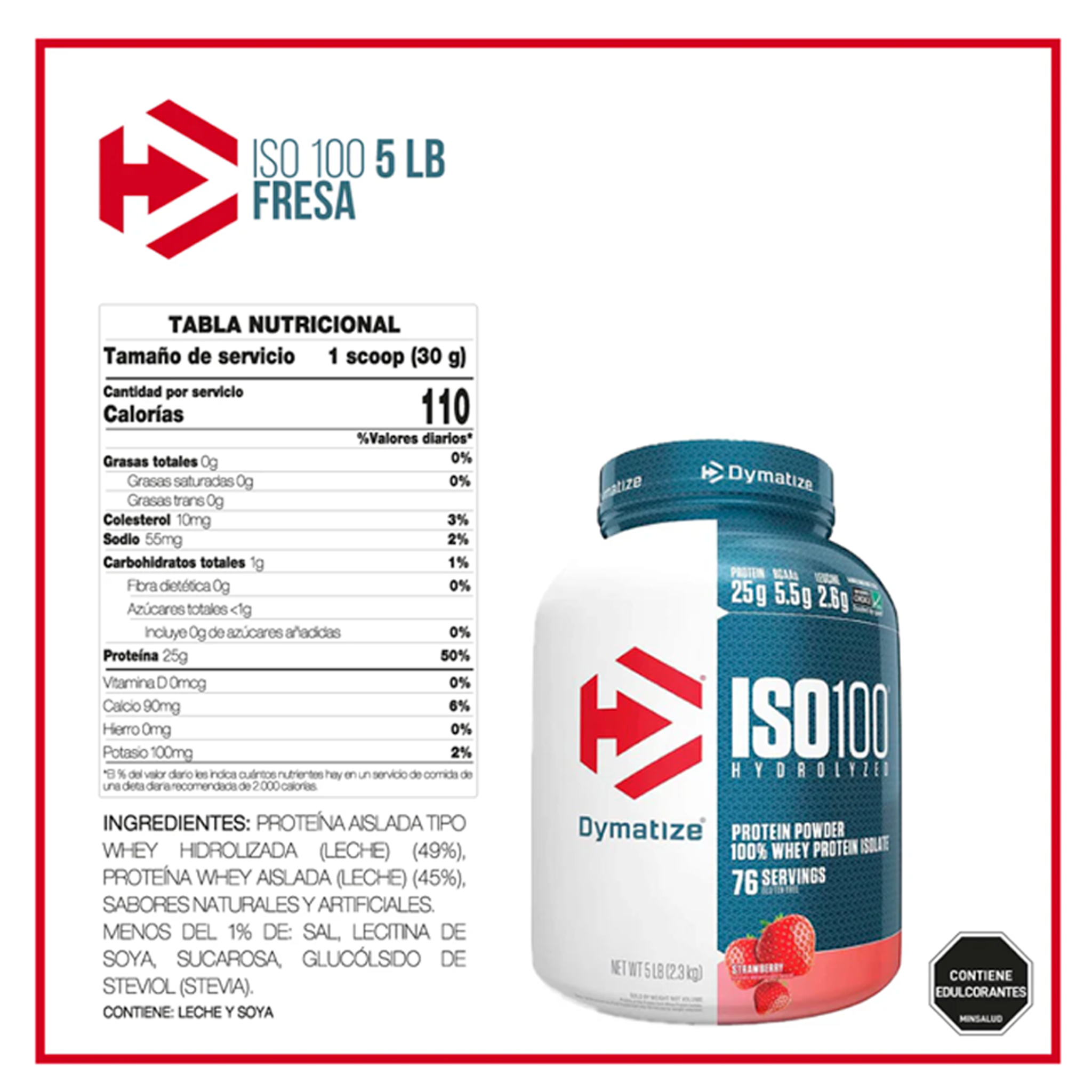 Proteína ISO100 Hidrolizado Fresa 5 LB - Dymatize