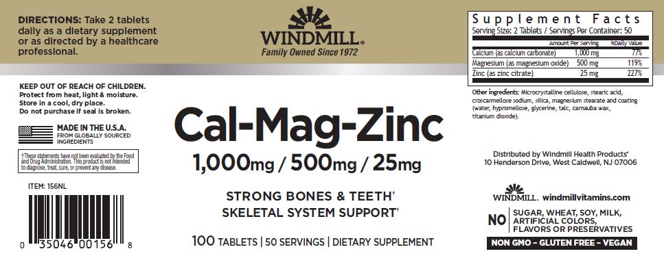 Calcio, Magnesio & Zinc | 100 Tabletas – Windmill