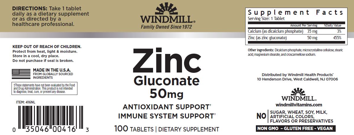 Gluconato de Zinc 50 mg | 100 Tabletas – Windmill